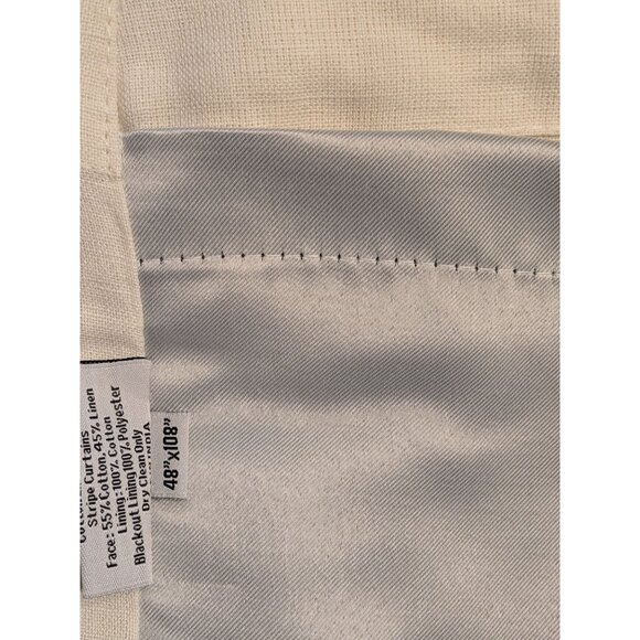 Quince Coastal Stripe Linen Cotton Curtain Size: 48x108 Ivory/Natural 2 Panels - Picture 6 of 8